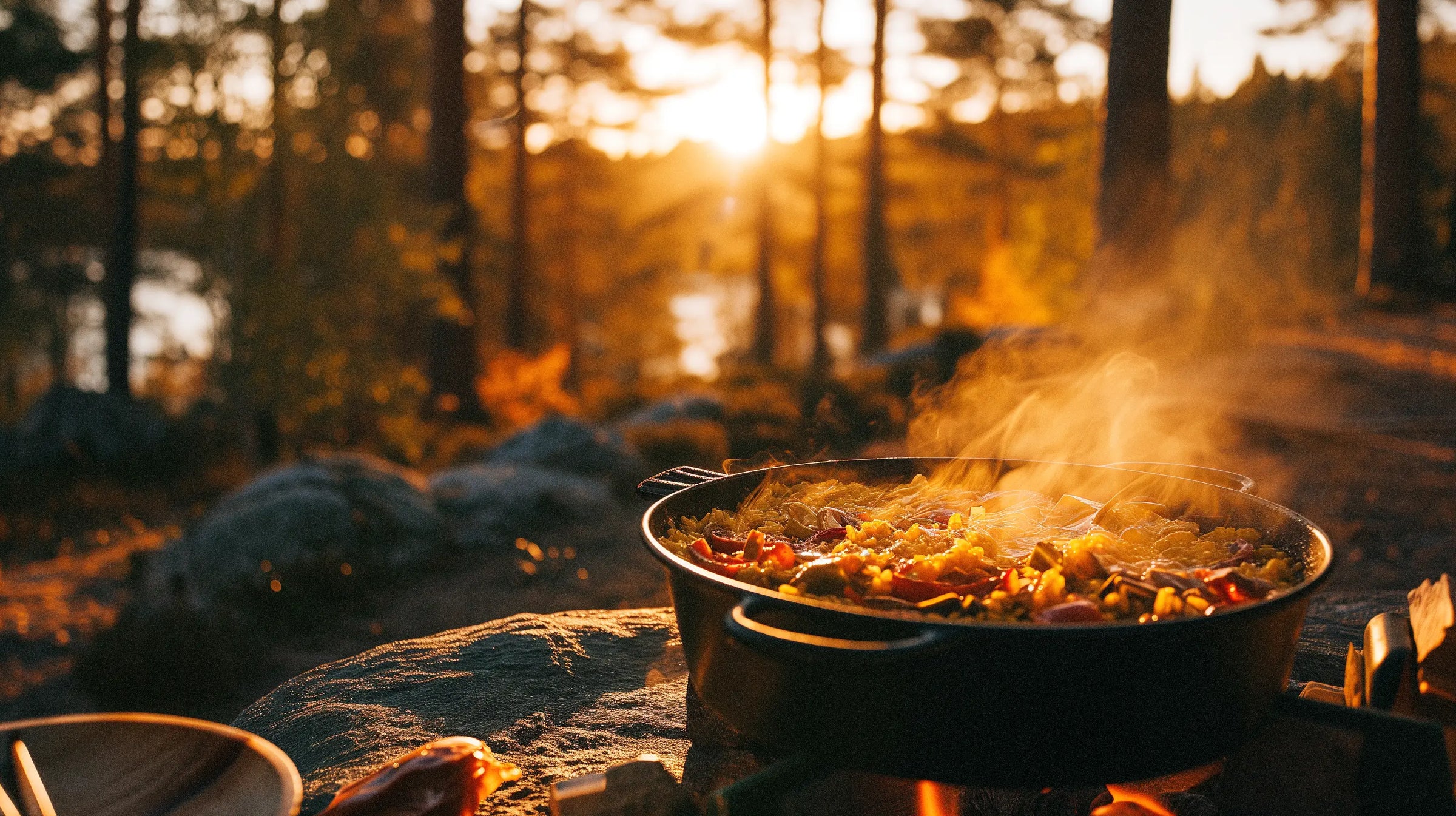 Cooking Paella with Saffron - Outdoors in a Swedish Forest